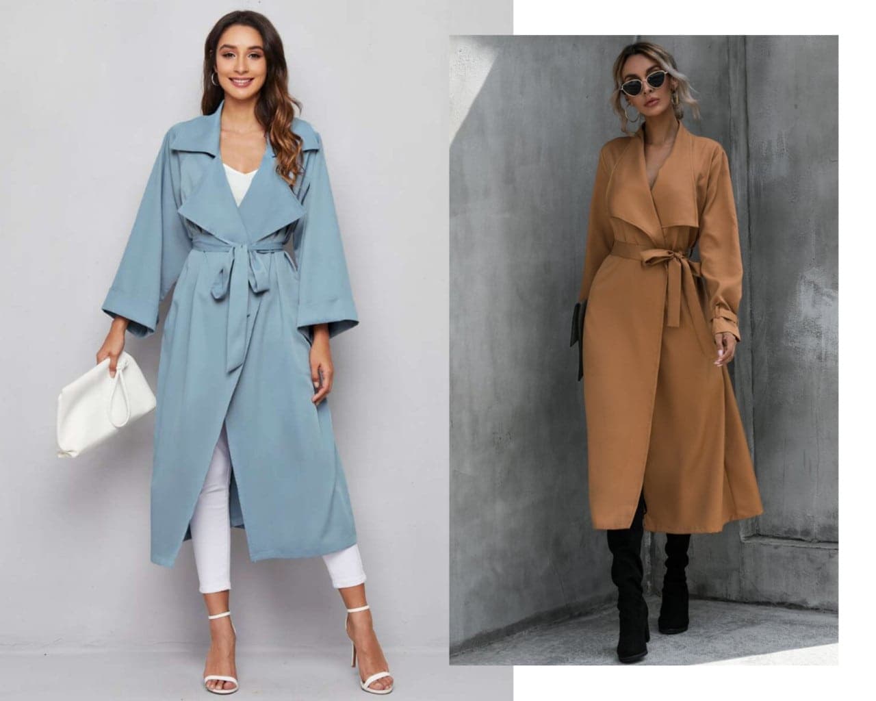 Belted Trench Coat with Criss Cross Collar