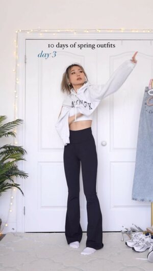 Kerina Wang Cropped Hoodies and Flare Pants A Favorite Combo for Casual Style